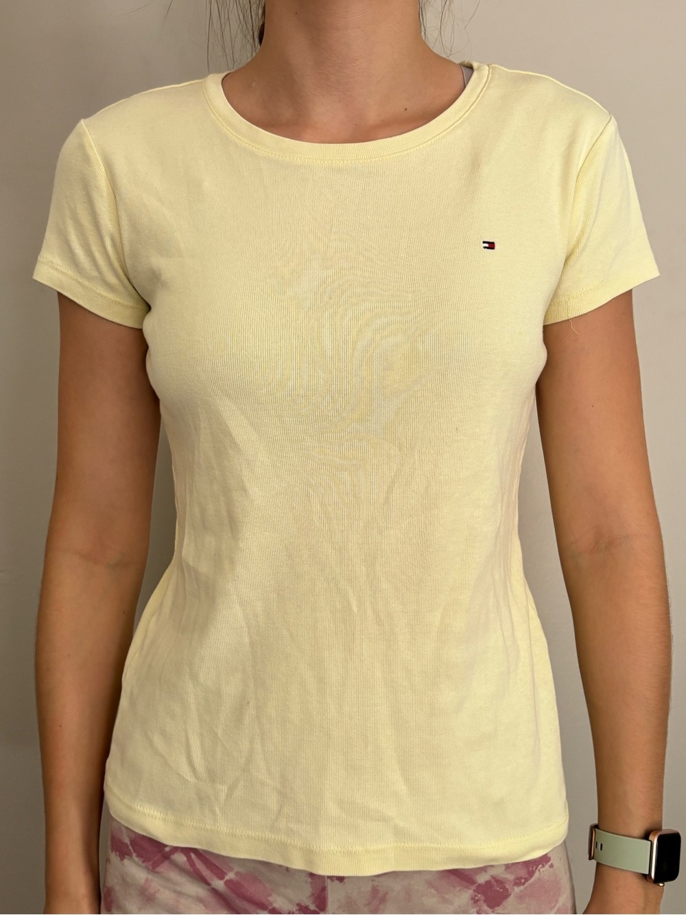 Tommy Hilfiger Pale Yellow Short Sleeve Crewneck Tee
